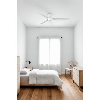 FARO 33832WT-1TW - Ventilatore da soffitto dimmerabile a LED MINI PUNT TUB S LED/10W/230V 2700/4000/6000K bianco diametro 90 cm Wi-Fi Tuya + telecomando