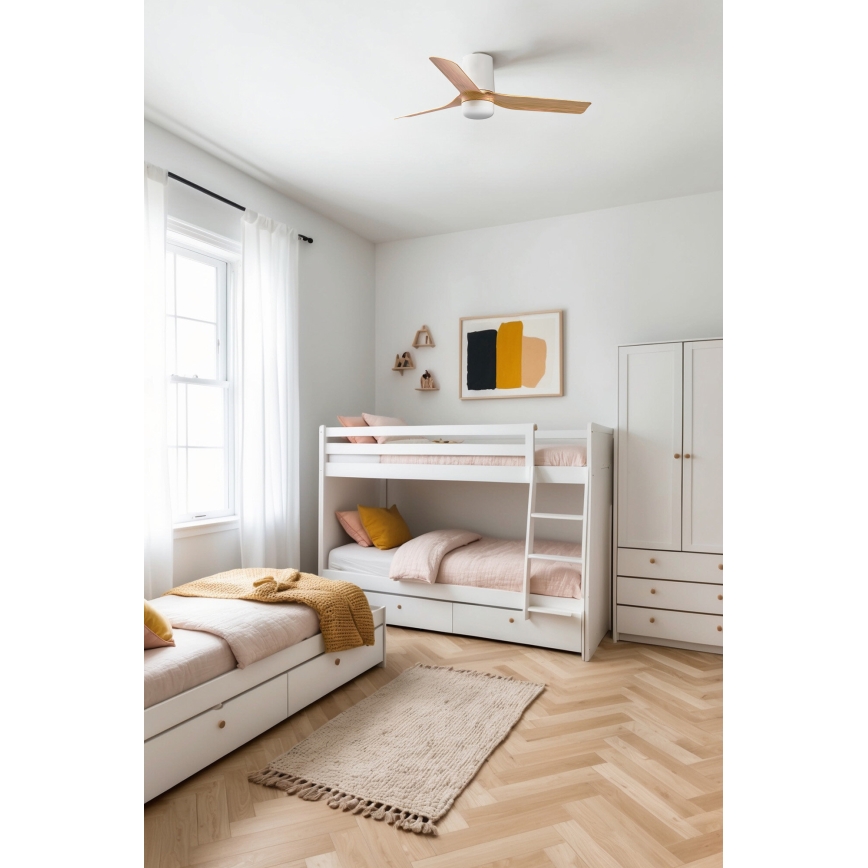 FARO 33833-1TW - Ventilateur de plafond à intensité variable MINI PUNT TUB S LED/10W/230V 2700/4000/6000K d. 90 cm marron/blanc + Télécommande