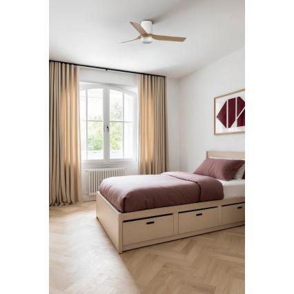 FARO 33833WT-1TW - Ventilatore da soffitto dimmerabile a LED MINI PUNT TUB S LED/10W/230V 2700/4000/6000K marrone/bianco d90 cm Wi-Fi Tuya + telecomando