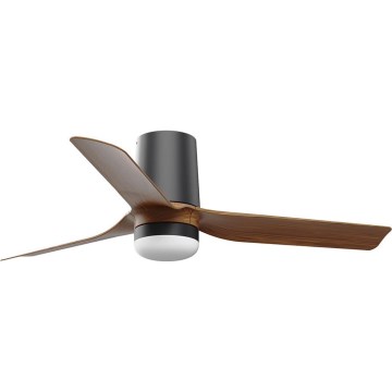 FARO 33835WT-1TW - Ventilatore da soffitto dimmerabile a LED MINI PUNT TUB S LED/10W/230V 2700/4000/6000K marrone/nero d90 cm Wi-Fi Tuya + telecomando