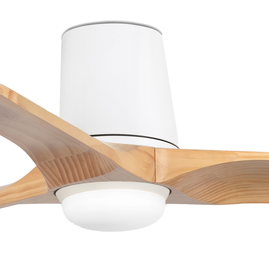 FARO 33836-1TW - Dimmbarer LED-Deckenventilator HEYWOOD TUB S LED/10W/230V 2700/4000/6000K Kiefer/weiß d 90 cm + Fernbedienung