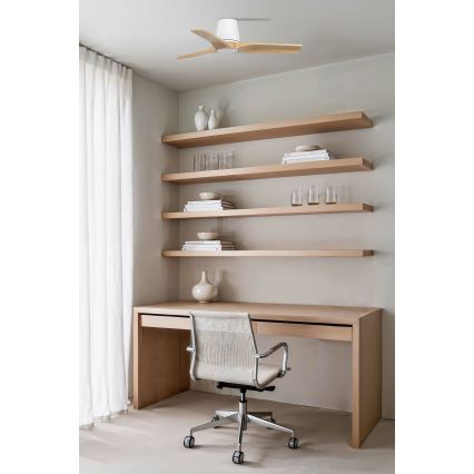 FARO 33836 - Ventilateur de plafond HEYWOOD TUB S pin/blanc d. 90 cm + Télécommande