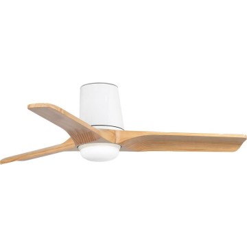 FARO 33836WT-1TW - Dimmbarer LED-Deckenventilator HEYWOOD TUB S LED/10W/230V 2700/4000/6000K Kiefer/weiß d 90 cm Wi-Fi Tuya + Fernbedienung
