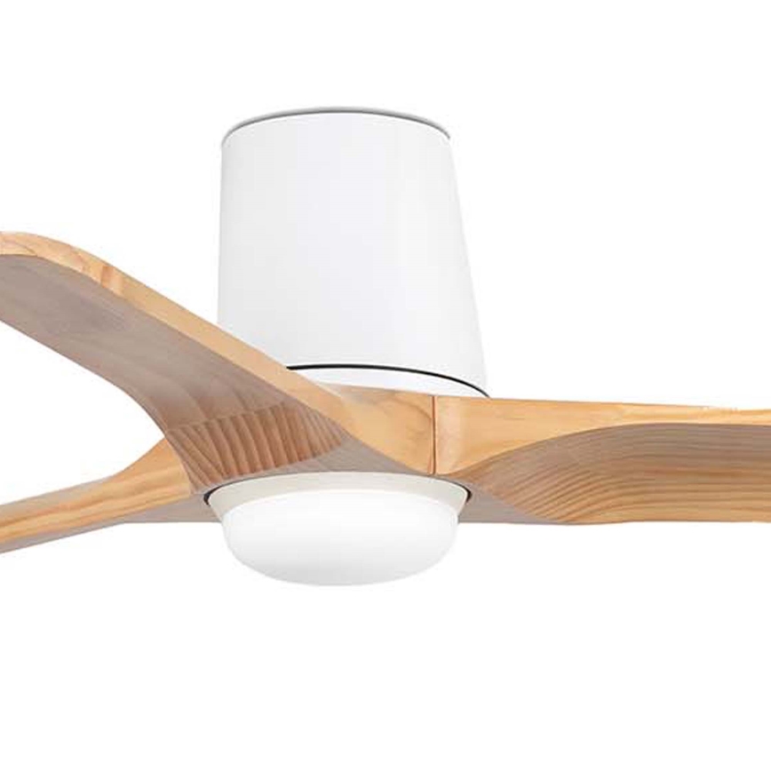 FARO 33836WT-1TW - Ventilatore da soffitto LED dimmerabile HEYWOOD TUB S LED/10W/230V 2700/3000/4000K pino/bianco Ø 90 cm Wi-Fi Tuya + telecomando