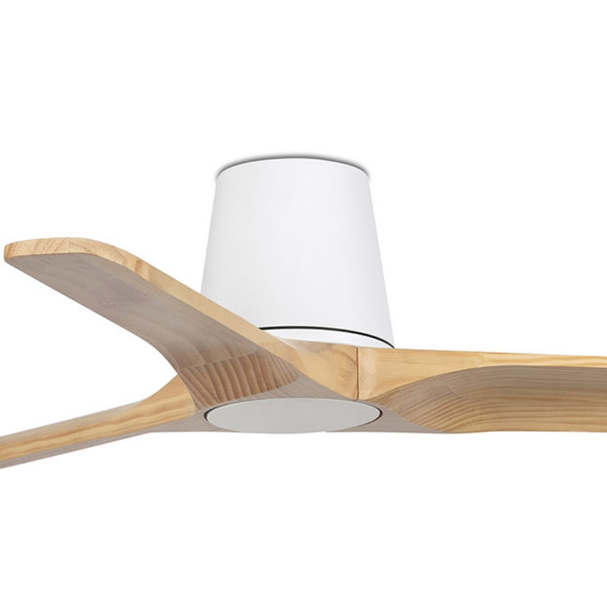 FARO 33836WT - Ventilateur de plafond HEYWOOD TUB S pin/blanc d. 90 cm Wi-Fi Tuya + Télécommande