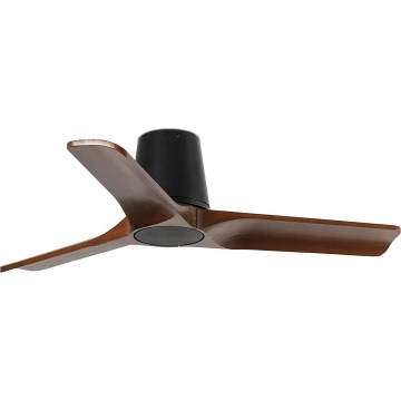 FARO 33837WT - Ventilatore da soffitto HEYWOOD TUB S pino/nero diametro 90 cm Wi-Fi Tuya + telecomando