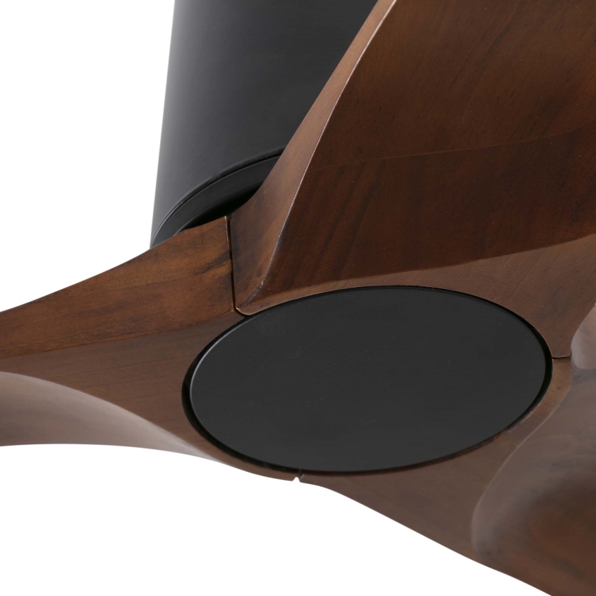 FARO 33837WT - Ventilatore da soffitto HEYWOOD TUB S pino/nero diametro 90 cm Wi-Fi Tuya + telecomando