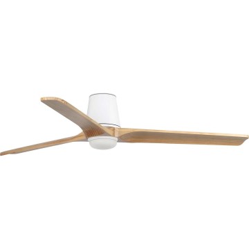 FARO 338381S - Ventilatore da soffitto dimmerabile HEYWOOD TUB L LED/10W/230V 2700/3000/4000K Ø 132 cm legno/bianco + telecomando
