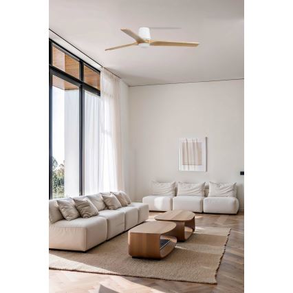 FARO 33838WT-1TW - Ventilateur de plafond à intensité variable HEYWOOD TUB L LED/10W/230V 2700/4000/6000K pin/blanc d. 132 cm Wi-Fi Tuya + Télécommande