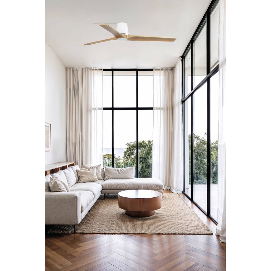 FARO 33838WT - Deckenventilator HEYWOOD TUB L Kiefer/weiß d 132 cm Wi-Fi Tuya + Fernbedienung