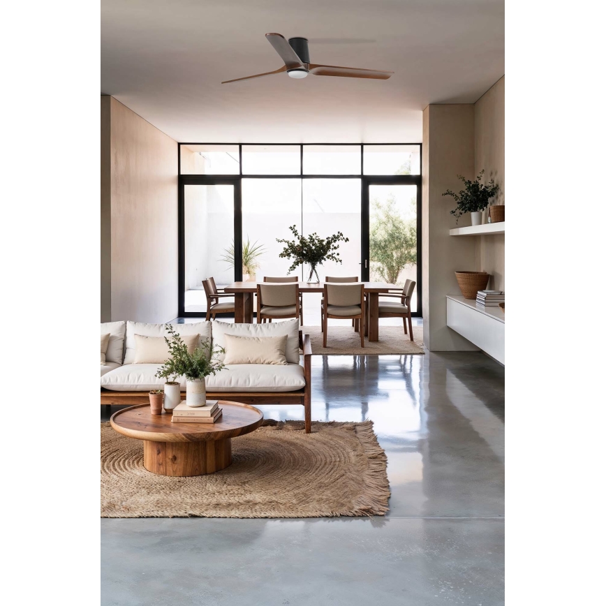 FARO 33839-1TW - LED dimmbarer Deckenventilator HEYWOOD TUB L LED/10W/230V 2700/4000/6000K Kiefer/Schwarz Ø 132 cm + Fernbedienung