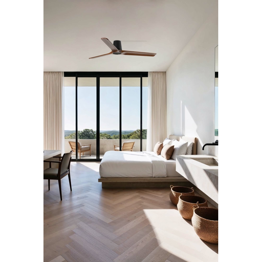 FARO 33839 - Ventilateur de plafond HEYWOOD TUB L pin/noir d. 132 cm + Télécommande