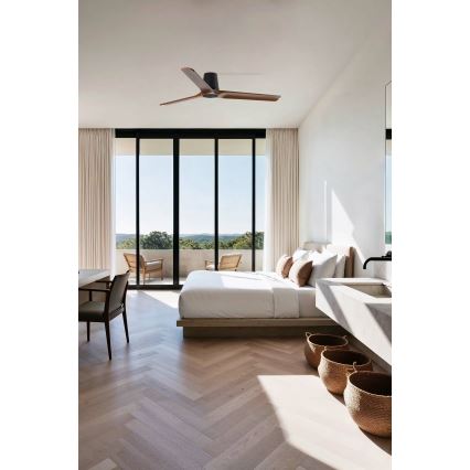 FARO 33839 - Ventilatore da soffitto HEYWOOD TUB L pino/nero diametro 132 cm + telecomando