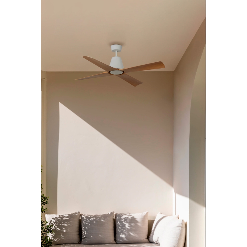 FARO 34105 - Ventilatore da soffitto TYPHOON M marrone/bianco IP44 + telecomando