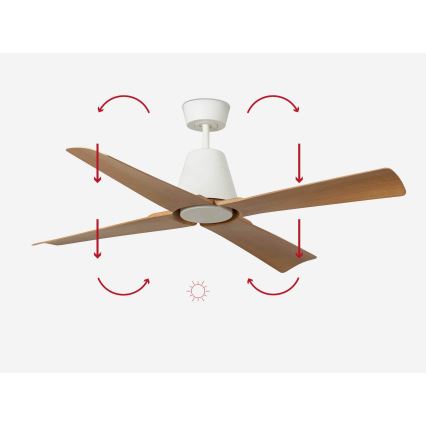 FARO 34105 - Ventilatore da soffitto TYPHOON M marrone/bianco IP44 + telecomando