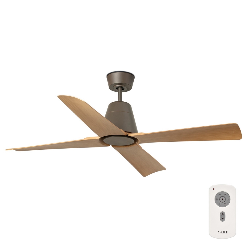 FARO 34106 - Ventilatore da soffitto TYPHOON M marrone IP44 d. 130 cm  + telecomando