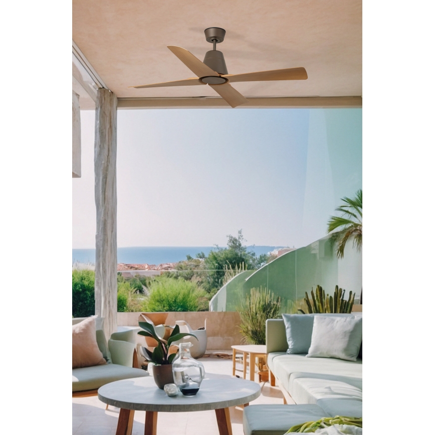 FARO 34106 - Ventilatore da soffitto TYPHOON M marrone IP44 d. 130 cm  + telecomando