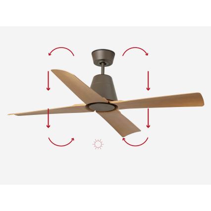 FARO 34106 - Ventilatore da soffitto TYPHOON M marrone IP44 d. 130 cm  + telecomando