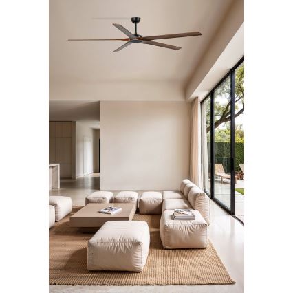 FARO 34190WT - Deckenventilator BIGWOOD XL Kiefer/schwarz d 200 cm Wi-Fi Tuya + Fernbedienung