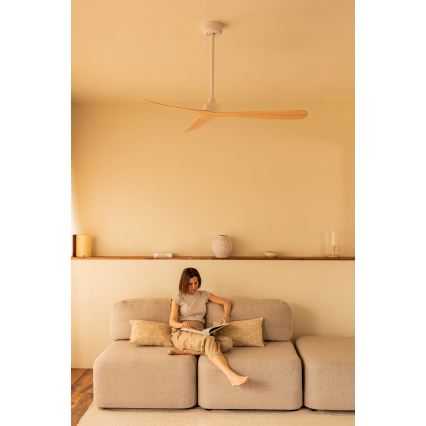 FARO 34195WT - Ventilateur de plafond ROCKER M Ø 132 cm beige/blanc Wi-Fi Tuya + télécommande