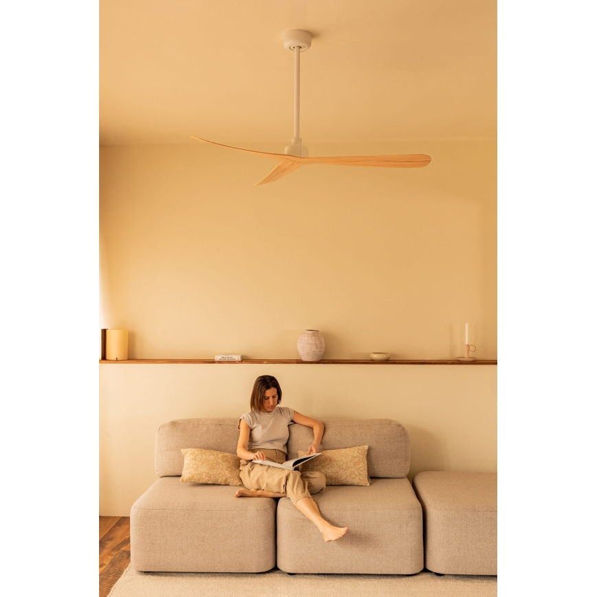 FARO 34195WT - Ventilatore da soffitto ROCKER M Ø 132 cm beige/bianco Wi-Fi Tuya + telecomando
