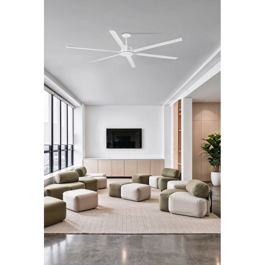 FARO 34206-130 - Dimmbarer LED-Deckenventilator ROTTERDAM XXL LED/32W/230V weiß d 250 cm + Fernbedienung