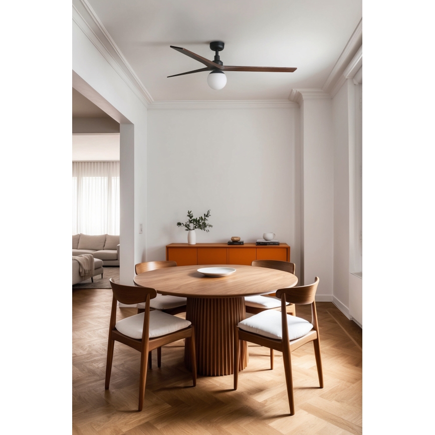 FARO 34276-11L - Ventilateur de plafond KLIM L 1xE27/15W/230V bois/noir d. 150 cm + télécommande