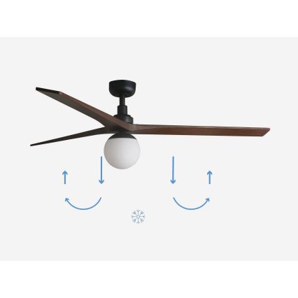 FARO 34276-11L - Ventilateur de plafond KLIM L 1xE27/15W/230V bois/noir d. 150 cm + télécommande