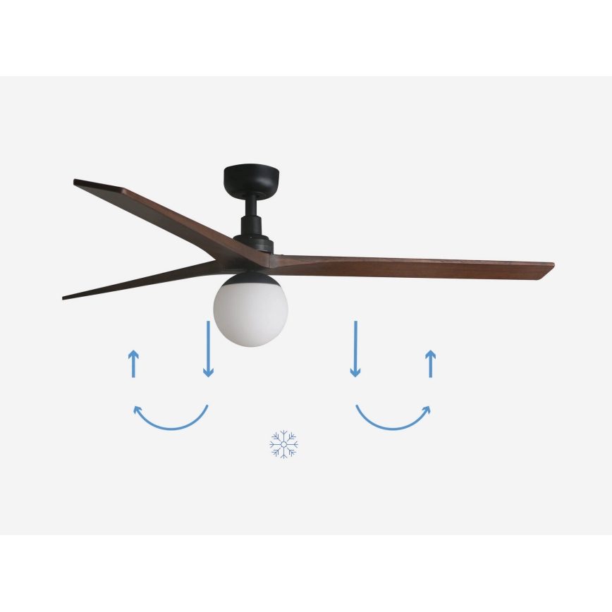 FARO 34276-11L - Ventilateur de plafond KLIM L 1xE27/15W/230V bois/noir d. 150 cm + télécommande