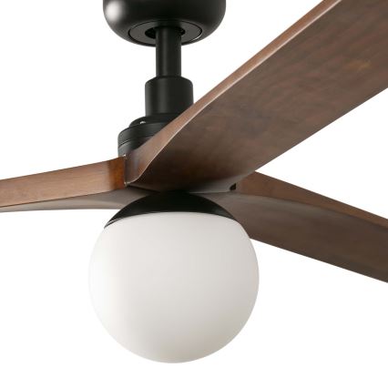 FARO 34276WT-11L - Deckenventilator KLIM L 1xE27/15W/230V Holz/schwarz d 150 cm Wi-Fi Tuya + Fernbedienung