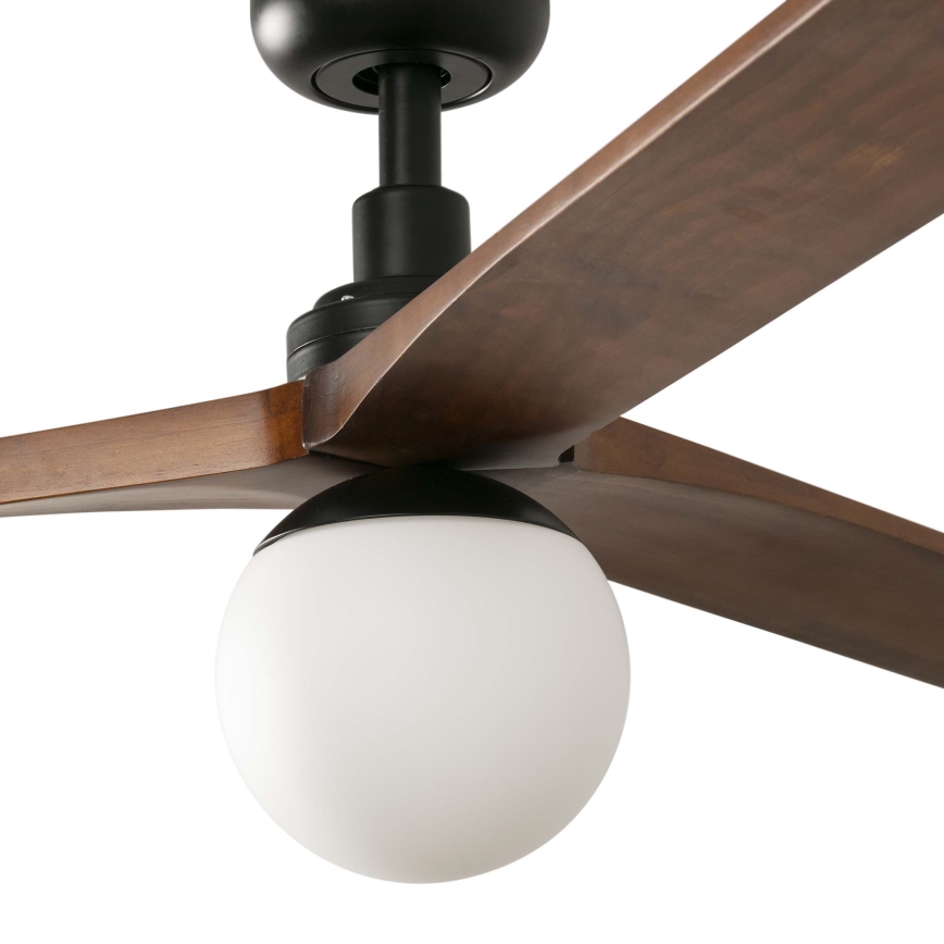 FARO 34276WT-11L - Deckenventilator KLIM L 1xE27/15W/230V Holz/schwarz d 150 cm Wi-Fi Tuya + Fernbedienung