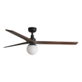 FARO 34276WT-11L - Ventilatore da soffitto KLIM L 1xE27/15W/230V legno/nero diametro 150 cm Wi-Fi Tuya + telecomando