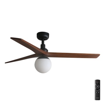 FARO 34277-11L - Ventilatore da soffitto KLIM M 1xE27/15W/230V legno/nero diametro 125 cm + telecomando