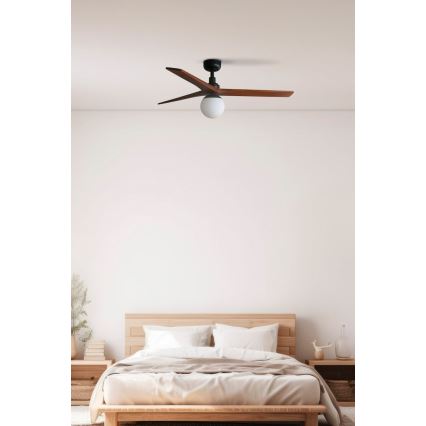 FARO 34277-11L - Ventilatore da soffitto KLIM M 1xE27/15W/230V legno/nero diametro 125 cm + telecomando
