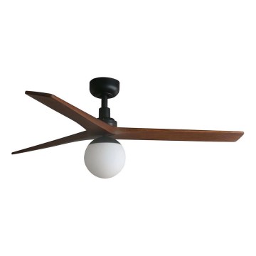 FARO 34277WT-11L - Ventilatore da soffitto KLIM M 1xE27/15W/230V legno/nero diametro 125 cm Wi-Fi Tuya + telecomando