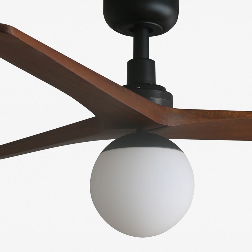 FARO 34277WT-11L - Ventilatore da soffitto KLIM M 1xE27/15W/230V legno/nero diametro 125 cm Wi-Fi Tuya + telecomando