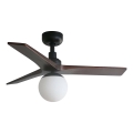 FARO 34278WT-11L - Deckenventilator KLIM S 1xE27/15W/230V Walnuss/schwarz d 92,5 cm Wi-Fi Tuya + Fernbedienung