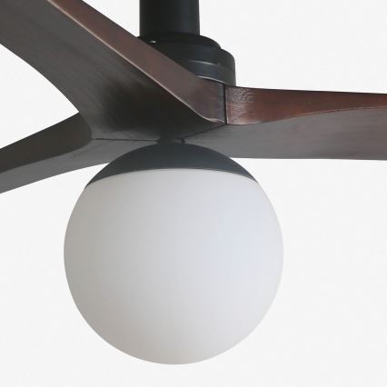 FARO 34278WT-11L - Ventilateur de plafond KLIM S 1xE27/15W/230V noyer/noir d. 92,5 cm Wi-Fi Tuya + Télécommande