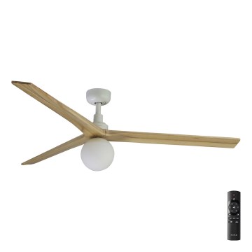 FARO 34279-11L - Ventilatore da soffitto KLIM L 1xE27/15W/230V legno/bianco diametro 150 cm + telecomando