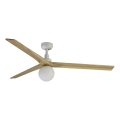 FARO 34279WT-11L - Ventilateur de plafond KLIM L 1xE27/15W/230V bois/blanc d. 150 cm Wi-Fi Tuya + Télécommande