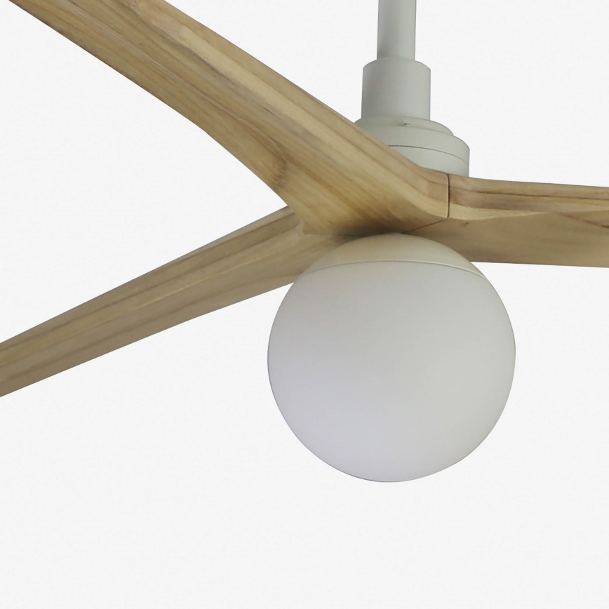 FARO 34279WT-11L - Ventilatore da soffitto KLIM L 1xE27/15W/230V legno/bianco diametro 150 cm Wi-Fi Tuya + telecomando
