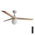 FARO 34280-11L - Ventilatore da soffitto KLIM M 1xE27/15W/230V legno/bianco diametro 125 cm + telecomando