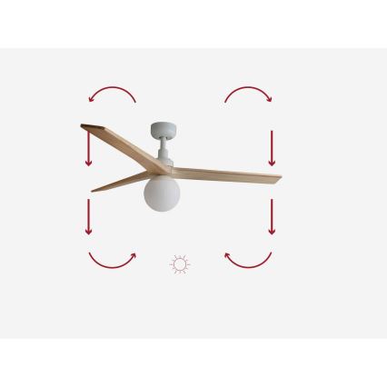 FARO 34280-11L - Ventilatore da soffitto KLIM M 1xE27/15W/230V legno/bianco diametro 125 cm + telecomando