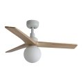 FARO 34281-11L - Ventilatore da soffitto KLIM S 1xE27/15W/230V legno/bianco diametro 92,5 cm + telecomando