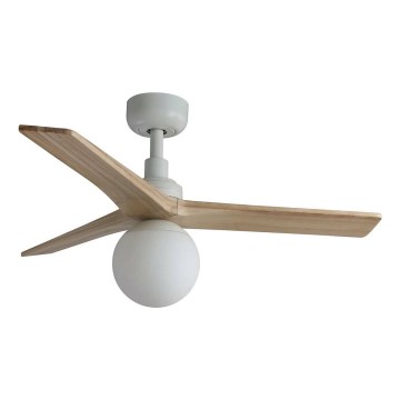 FARO 34281WT-11L - Deckenventilator KLIM S 1xE27/15W/230V Holz/weiß d 92,5 cm Wi-Fi Tuya + Fernbedienung
