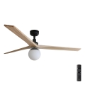 FARO 34282-11L - Ventilateur de plafond KLIM L 1xE27/15W/230V bois/noir d. 150 cm + Télécommande