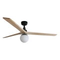 FARO 34282WT-11L - Ventilateur de plafond KLIM L 1xE27/15W/230V bois/noir d. 150 cm Wi-Fi Tuya + Télécommande