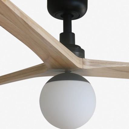 FARO 34282WT-11L - Ventilatore da soffitto KLIM L 1xE27/15W/230V legno/nero diametro 150 cm Wi-Fi Tuya + telecomando