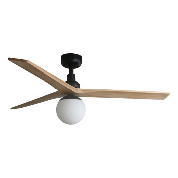 FARO 34283WT-11L - Ventilatore da soffitto KLIM M 1xE27/15W/230V legno/nero d125 cm Wi-Fi Tuya + telecomando