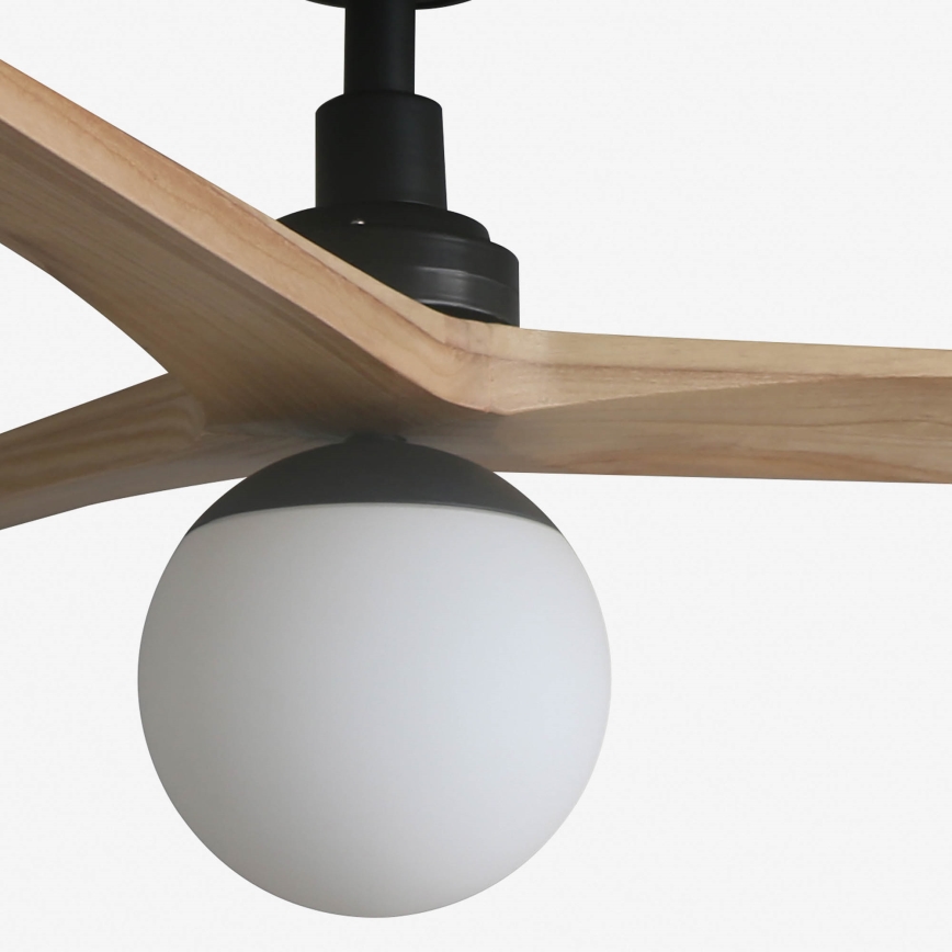FARO 34283WT-11L - Ventilatore da soffitto KLIM M 1xE27/15W/230V legno/nero d125 cm Wi-Fi Tuya + telecomando